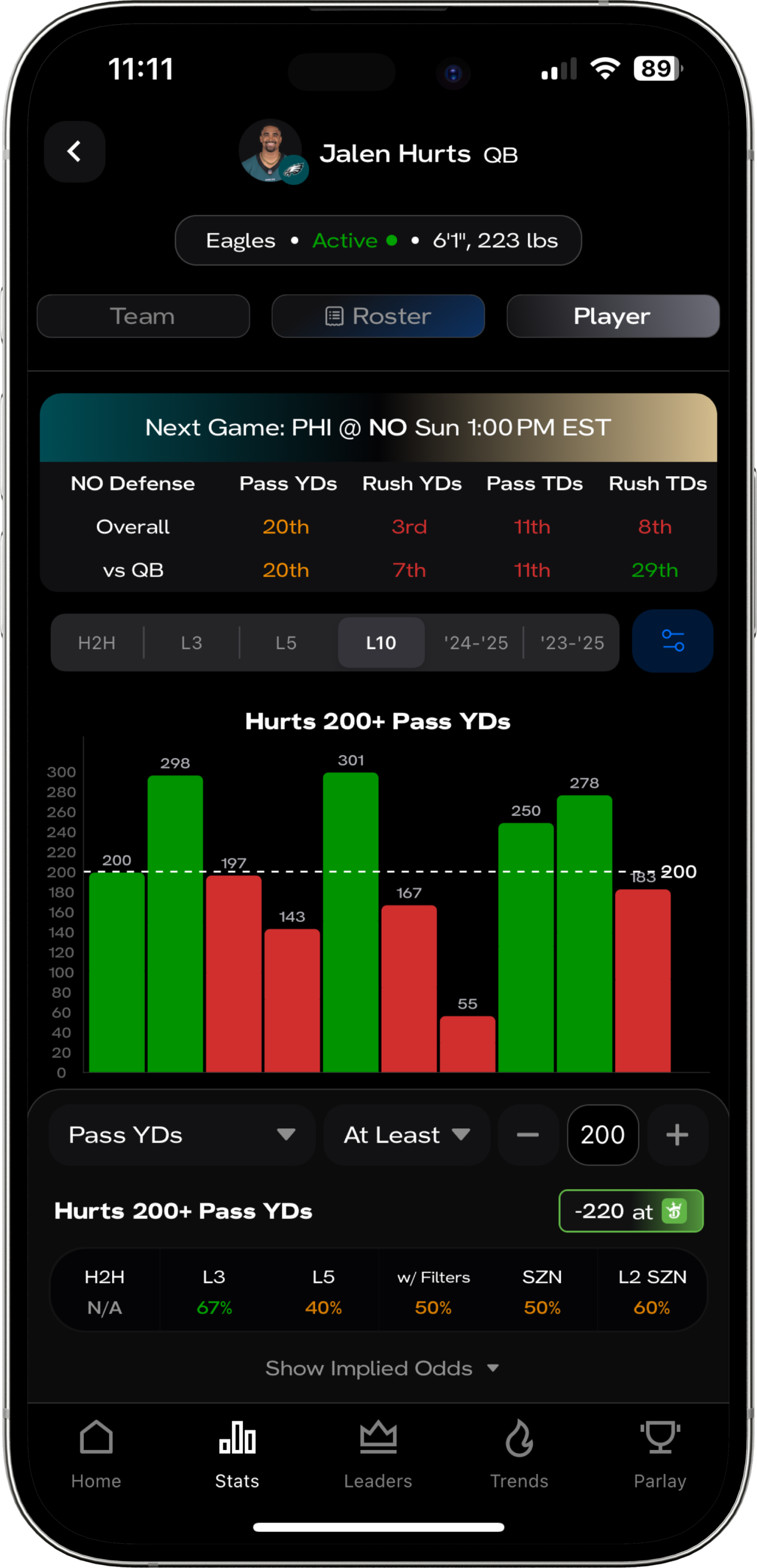 hofbets Deep Stats tool mockup